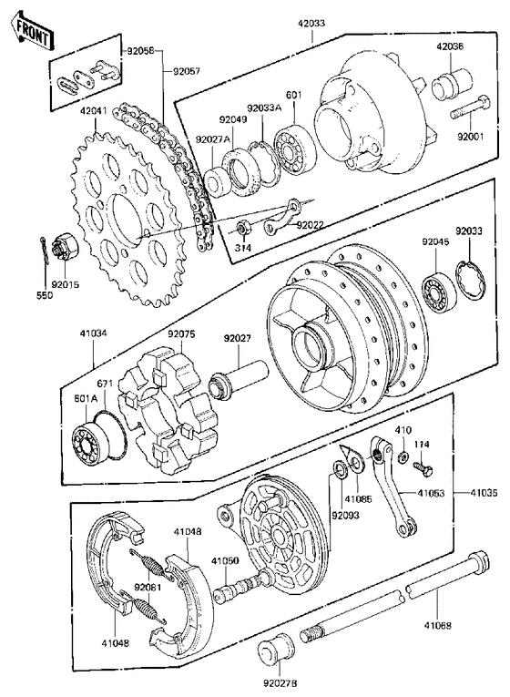 Rear hub/brake/chain