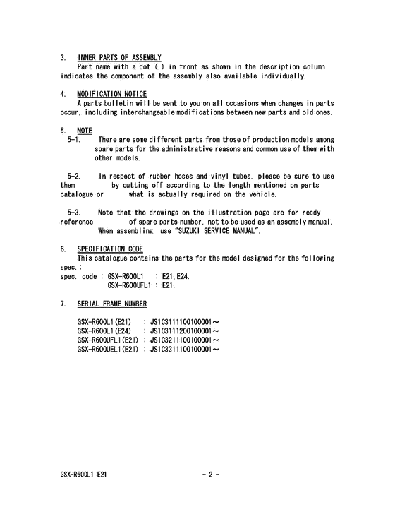 GSX-R600 Catalog preface