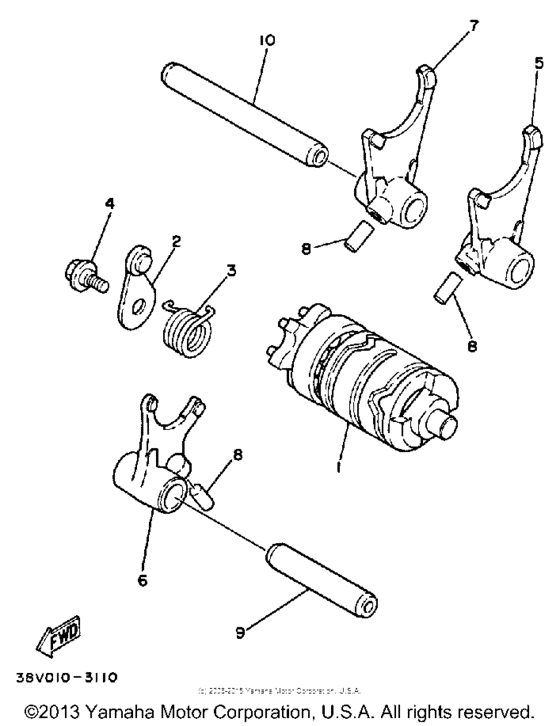 TY350N Shift cam - fork