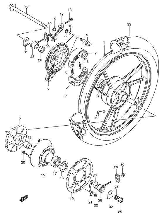 Rear wheel complete assy