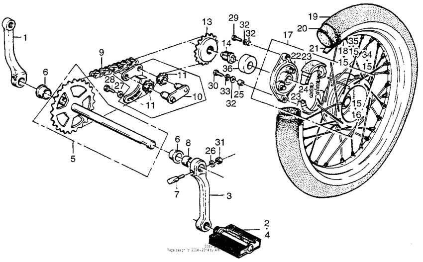Rear wheel + pedals + chain