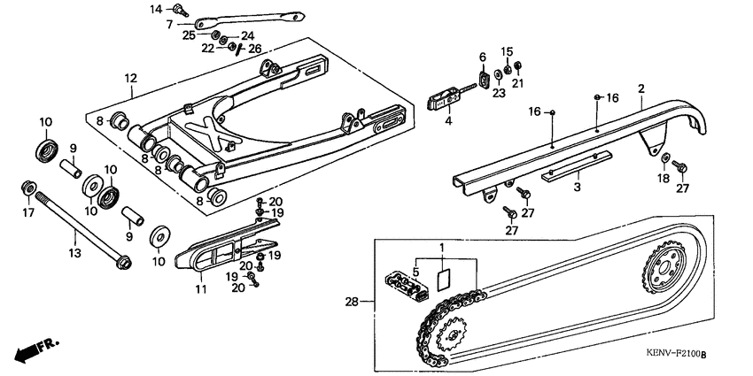 Swing arm/chain case