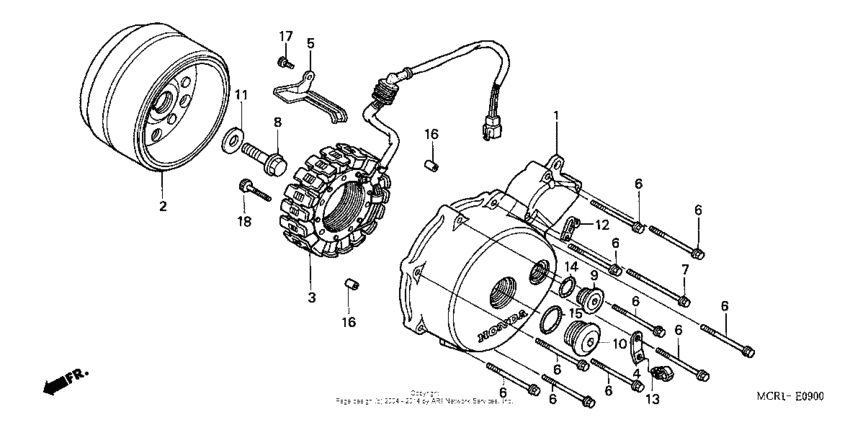 Left crankcase cover + alternator