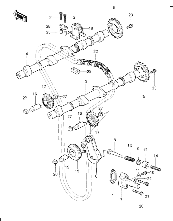 Camshafts/chain/tensioner