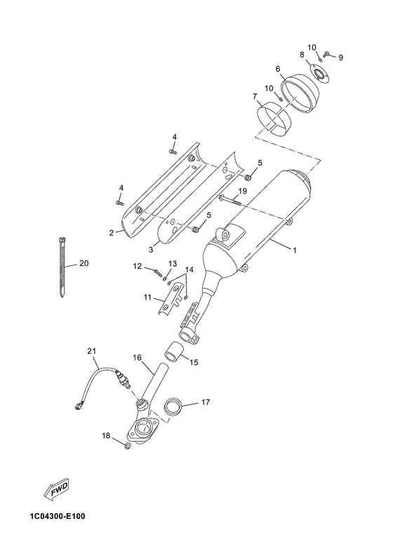 YP250R Выхлопная система