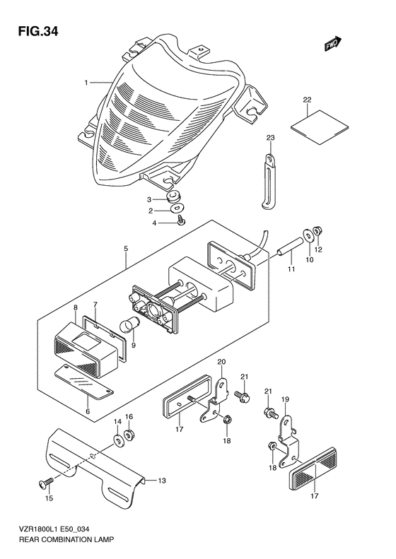 VZR1800 Задний комбинированный сигнал