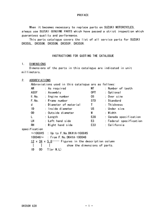 DR350 Catalog preface