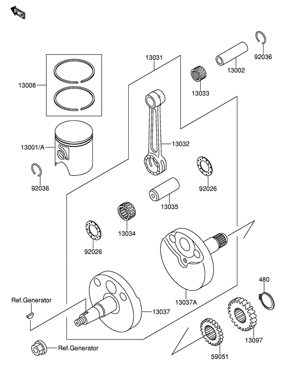 RM65 Crankshaft / piston