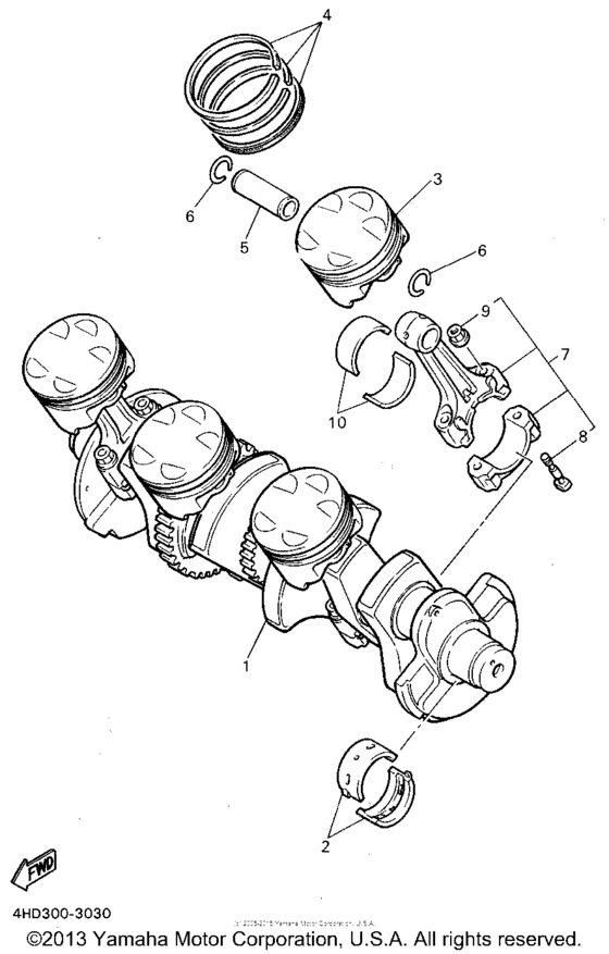 YZF750RFC Коленчатый вал и Поршень