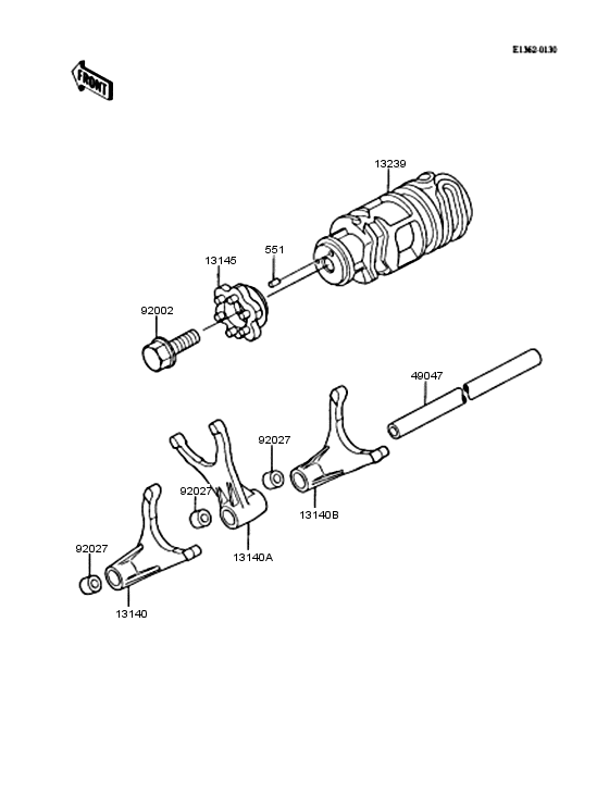 Gear change drum & forks