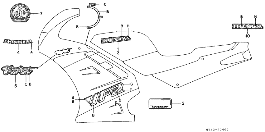 VFR750F Stripe / mark