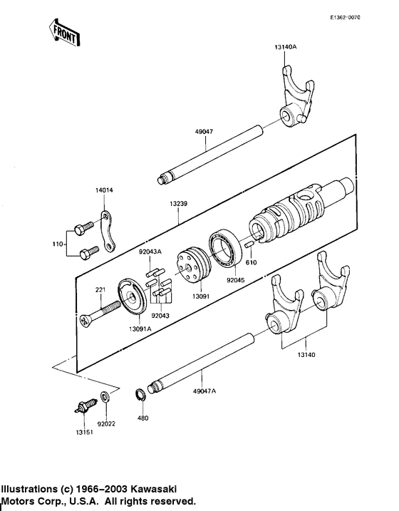 Gear change drum & forks