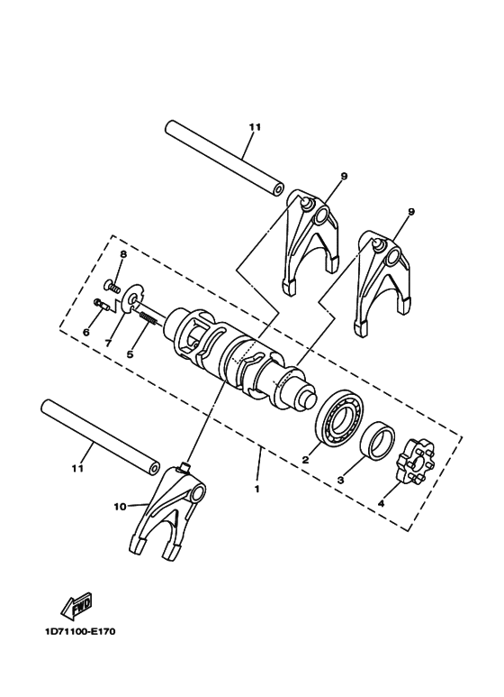 XV1900A Shift cam & fork