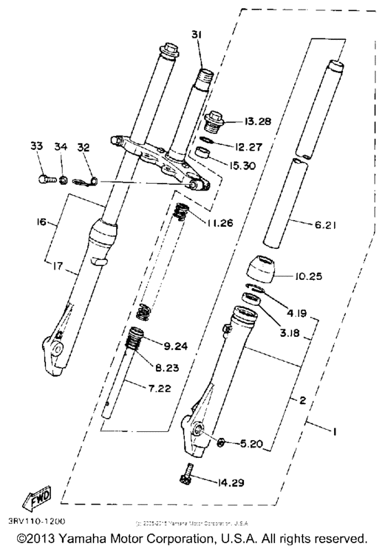 PW80D Передняя вилка