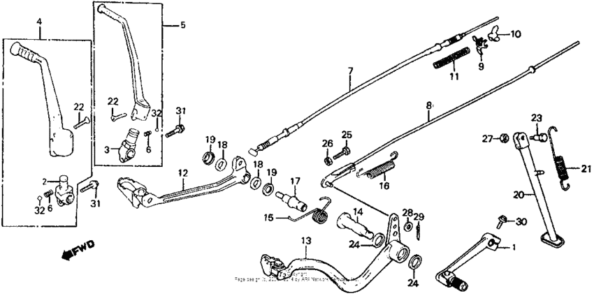 Gearshift pedal + kick starter arm + brake pedal