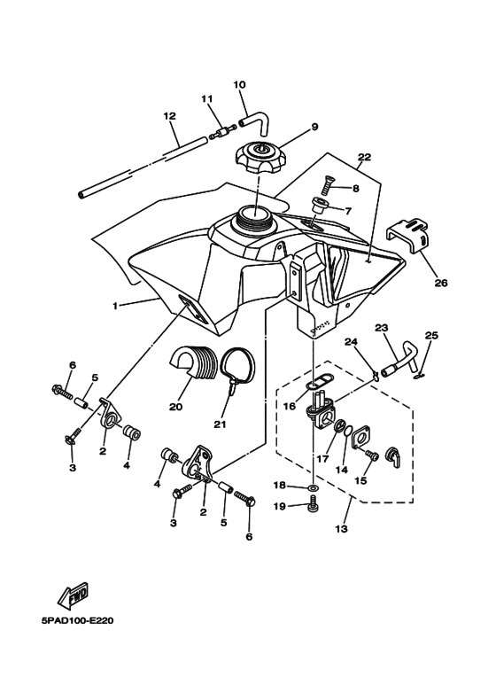 YZ85LW Топливный бак