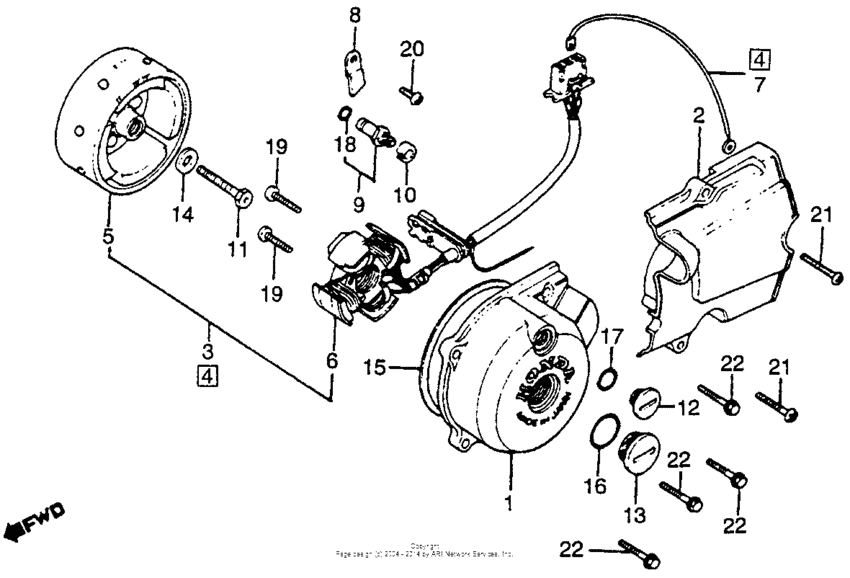 Left crankcase cover + alternator 81-82