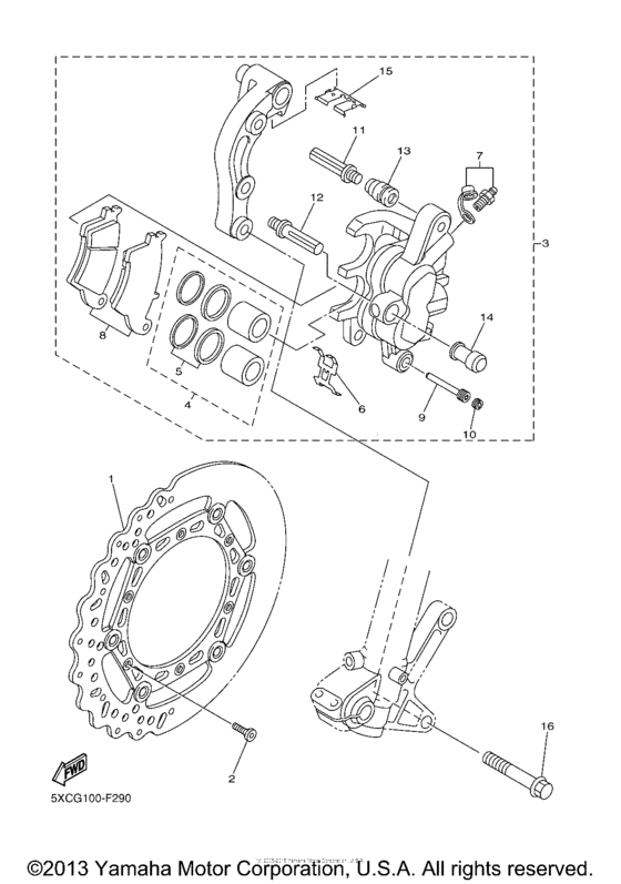 YZ450FAB Передний суппорт