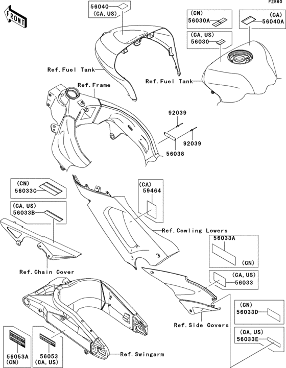 ZX636 Лейбл предостережения