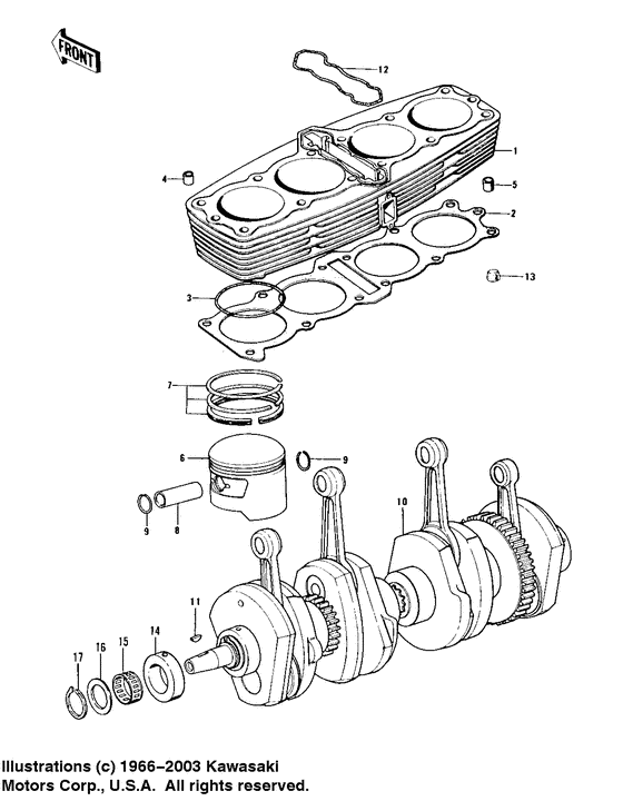 Cylinder/pistons/crankshaft