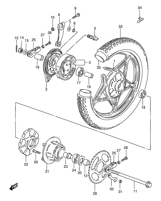 Rear wheel complete assy