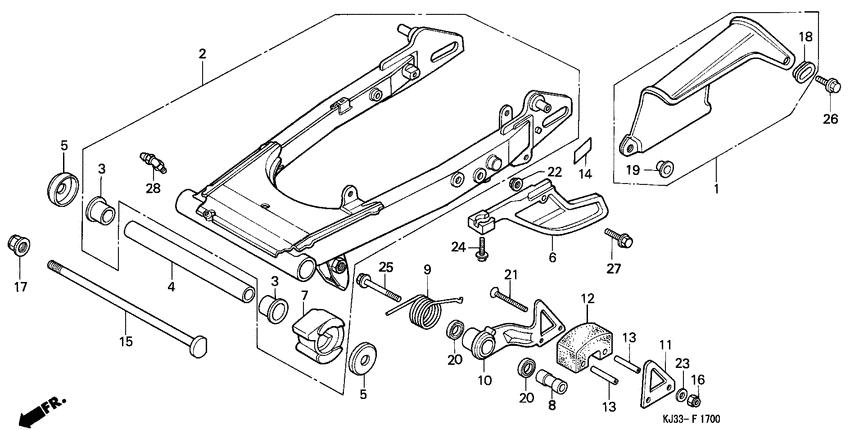 Rear fork/chain case