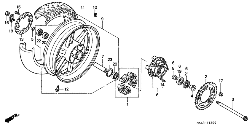 Rear wheel complete assy