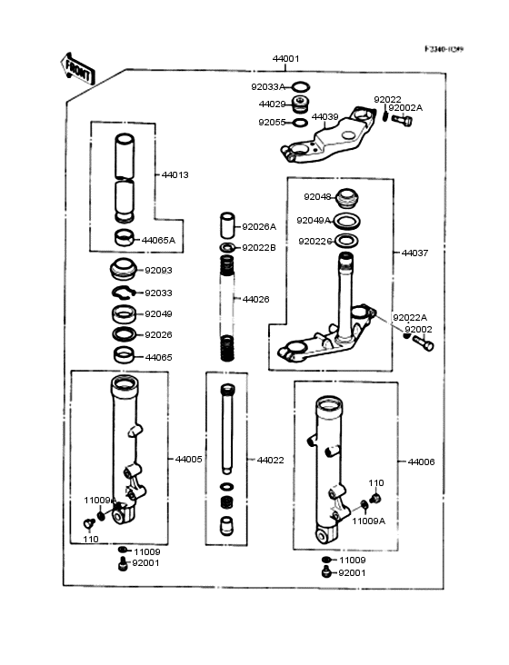 EX250 Передняя вилка