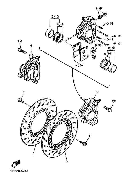 XV1100 Передний суппорт