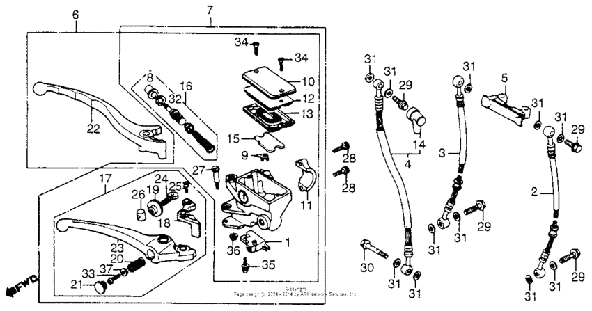 Front brake master cyl. + brake control lever