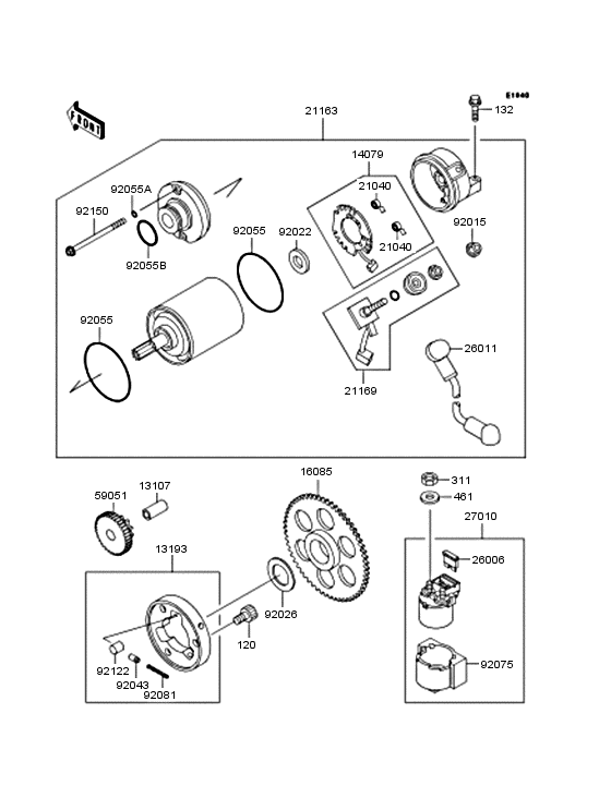 Starter motor/starter clutch