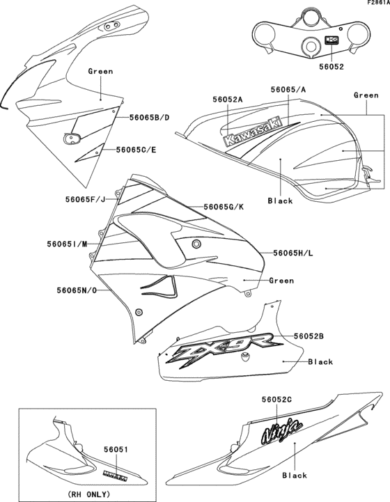 ZX900 Decals(green / black)(zx900-f1)