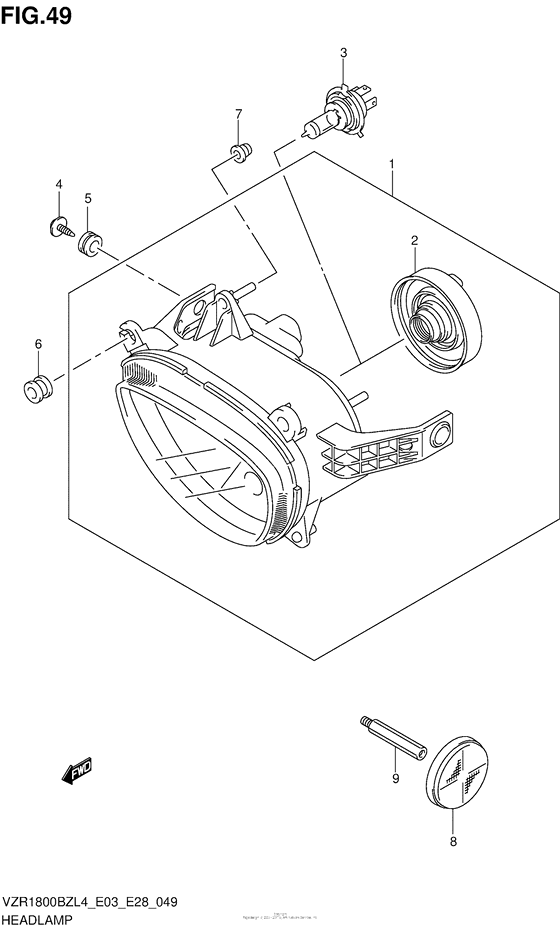 Headlamp (Vzr1800Bzl4 E28)