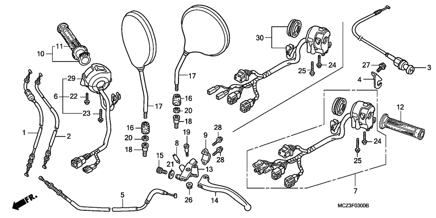 Handle lever/switch/cable