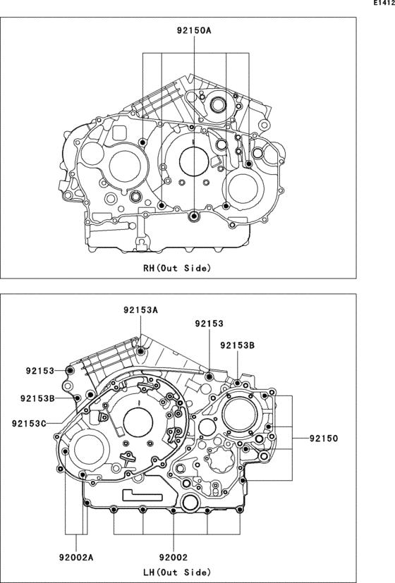 VN1600 Crankcase bolt pattern(a1 / a2)
