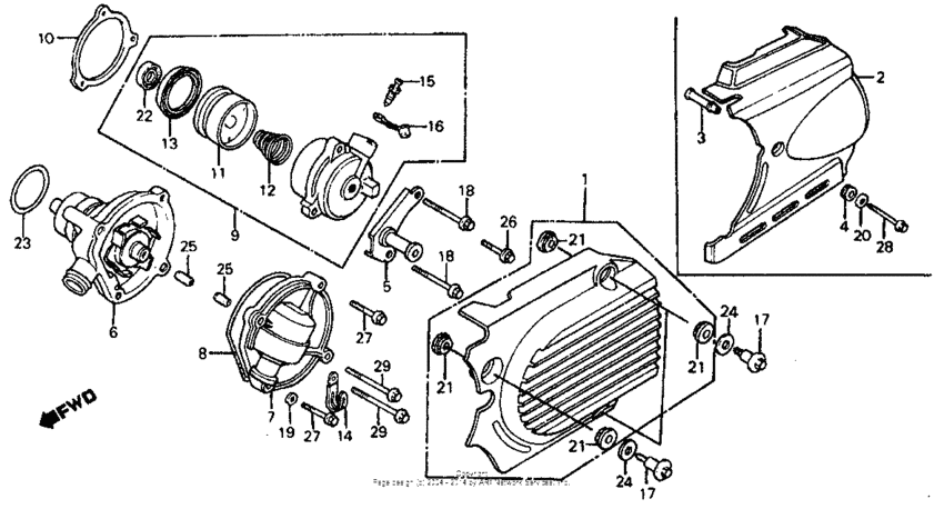 Left crankcase cover + water pump