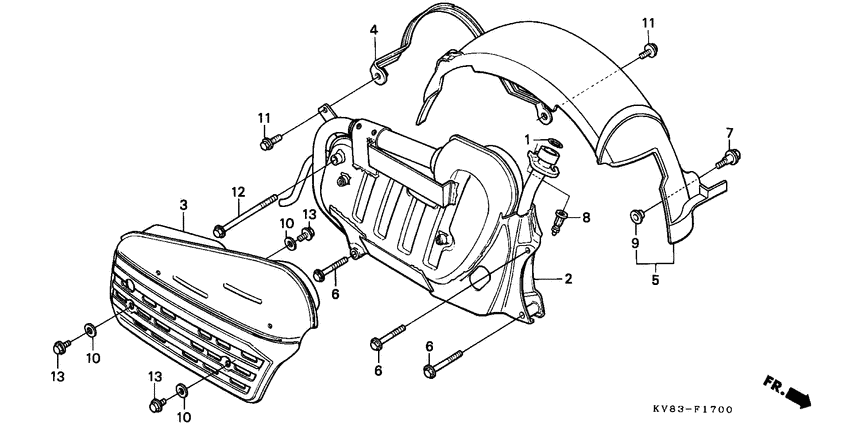 Rear fender/ exhaust muffler