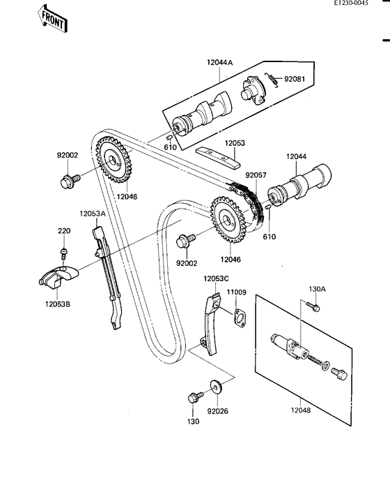 Camshafts/chain/tensioner