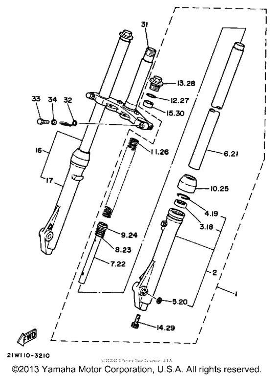 PW80N Передняя вилка
