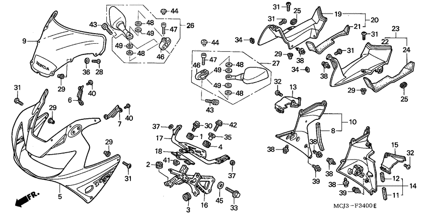 Upper cowling assy