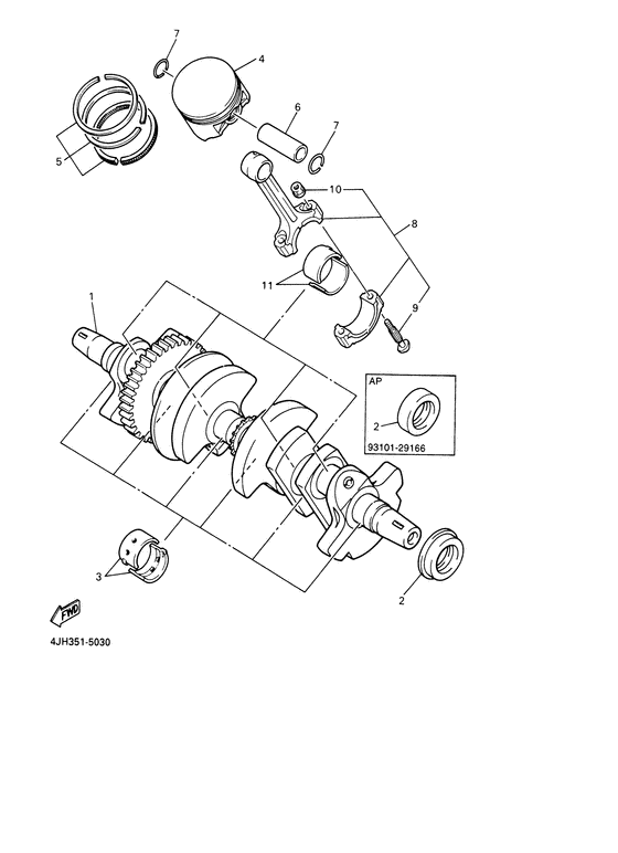 YZF600R Коленчатый вал и поршни