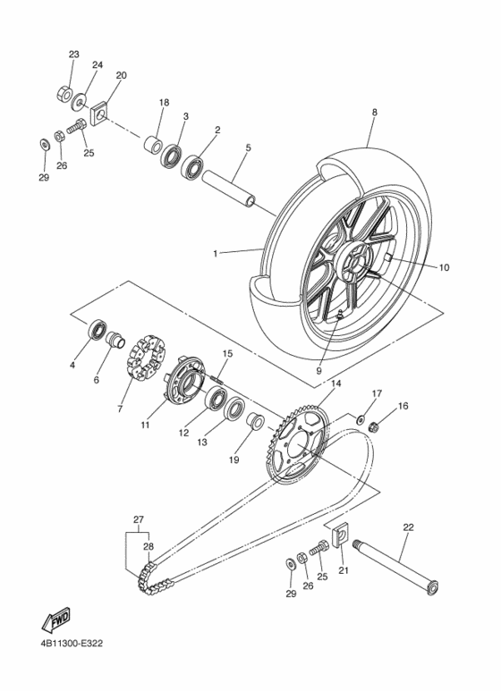 Rear wheel complete assy