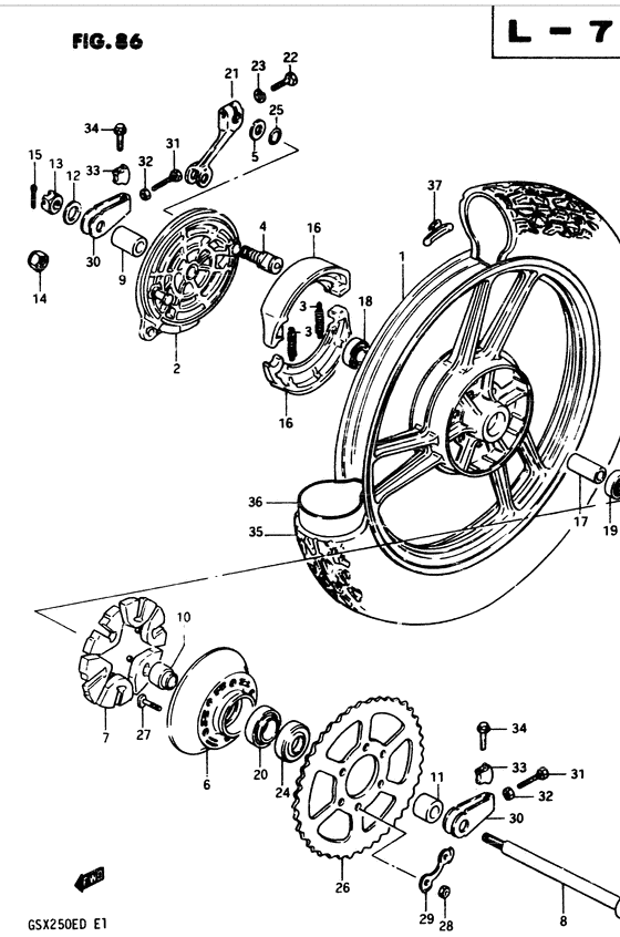 Rear wheel complete assy