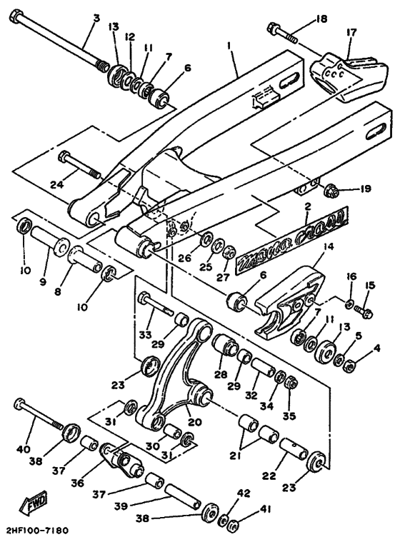 YZ80 YZ80W Задний рычаг и подвеска