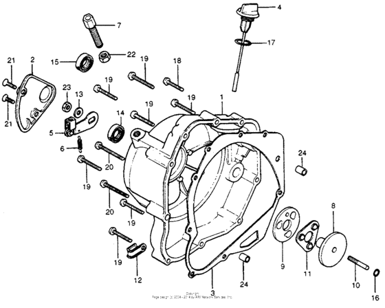 Right crankcase cover + clutch lever