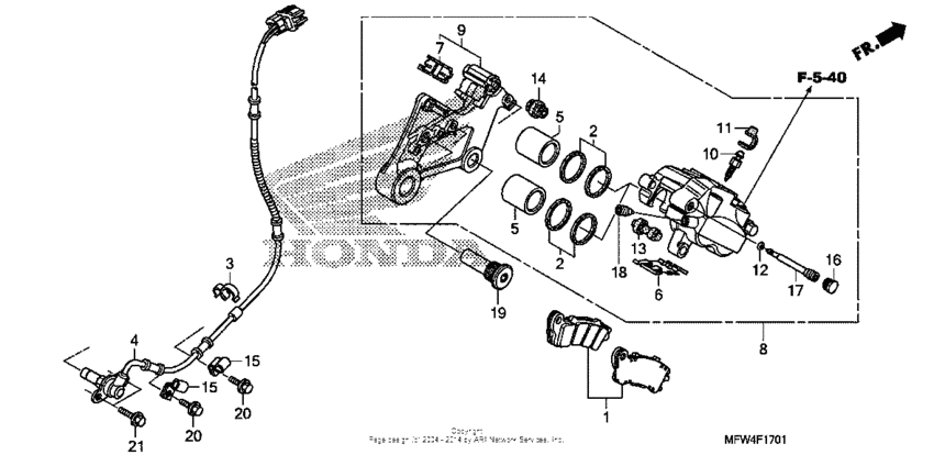 Rear brake caliper (vt1300csa)