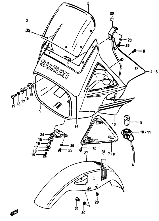 Headlamp housing - front fender