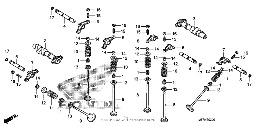 VT1300CX (ABS) Распределительный вал и клапана