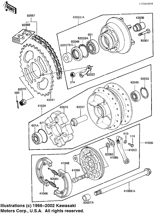 Rear hub/brake/chain