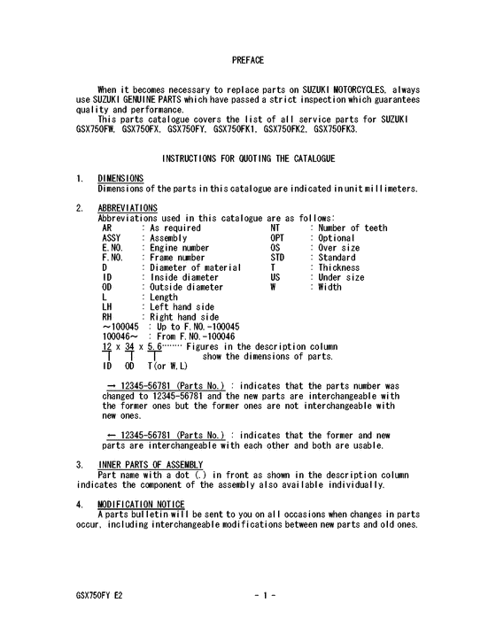GSX750 Catalog preface